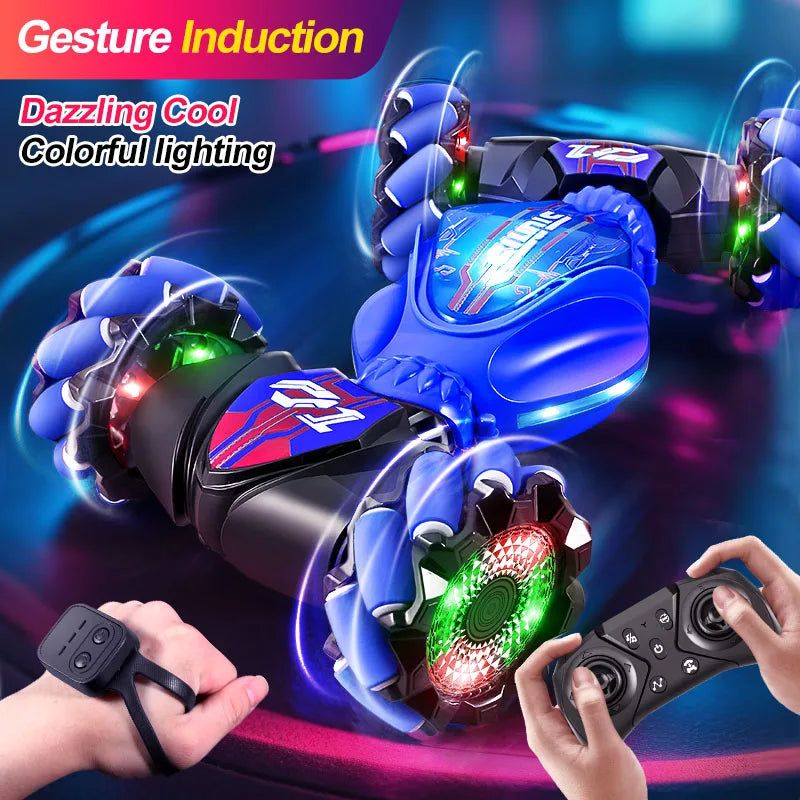 Gesture Control RC Stunt Car - Transforming Robot Toy with Lights
