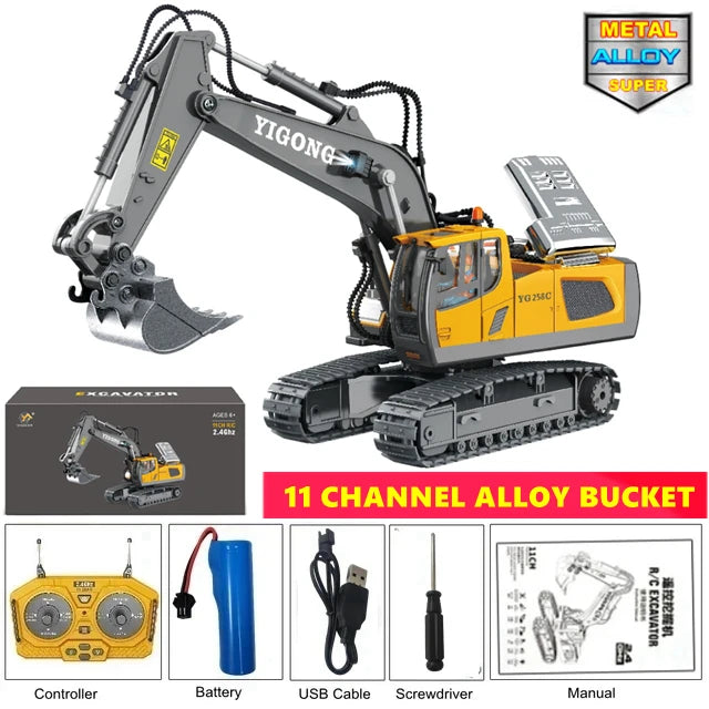 RC Excavator Construction Truck - 4WD Remote Control Bulldozer