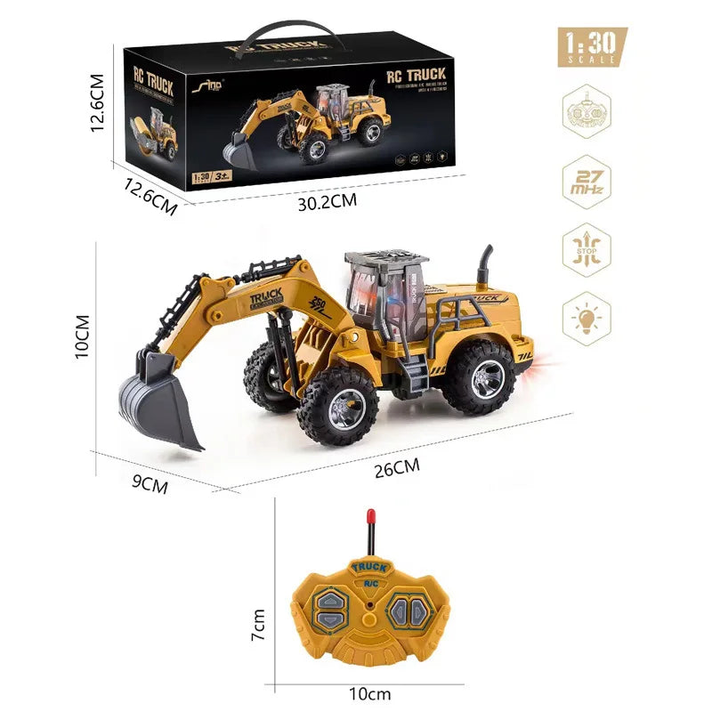 Rc Car Toys Truck 1:30 Wheel Shovel Loader 6CH 4WD Metal Remote Control Bulldozer Construction Vehicles For Boys Hobby Toy Gifts