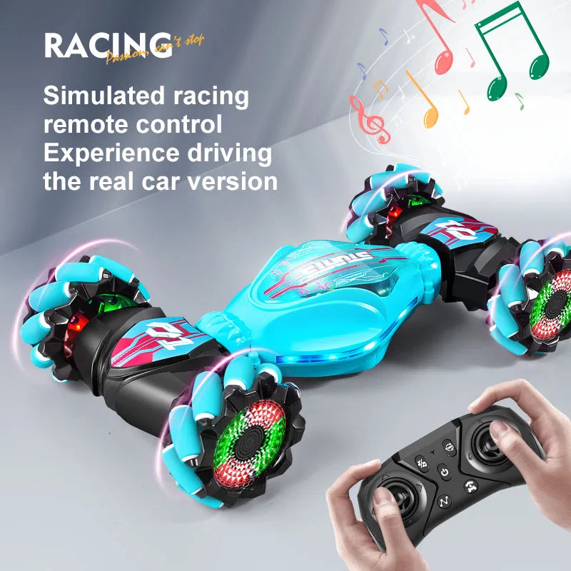 Gesture Control RC Stunt Car - Transforming Robot Toy with Lights