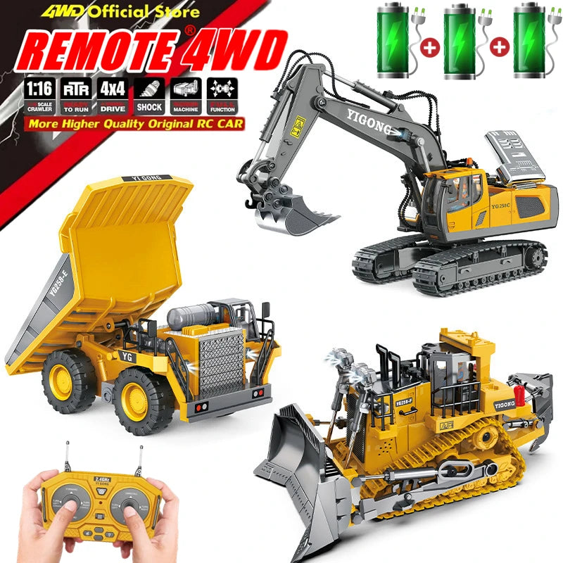 RC Excavator Construction Truck - 4WD Remote Control Bulldozer