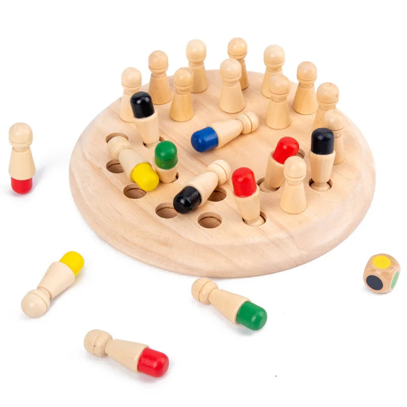 Wooden Memory Match Chess - Montessori Color Learning Game