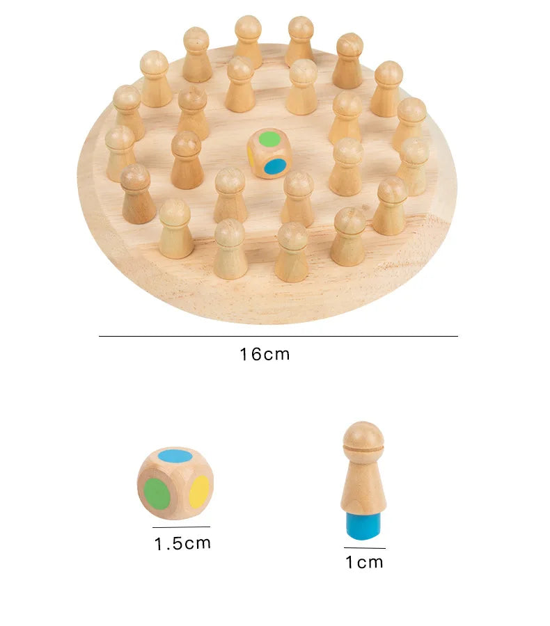 Wooden Memory Match Chess - Montessori Color Learning Game