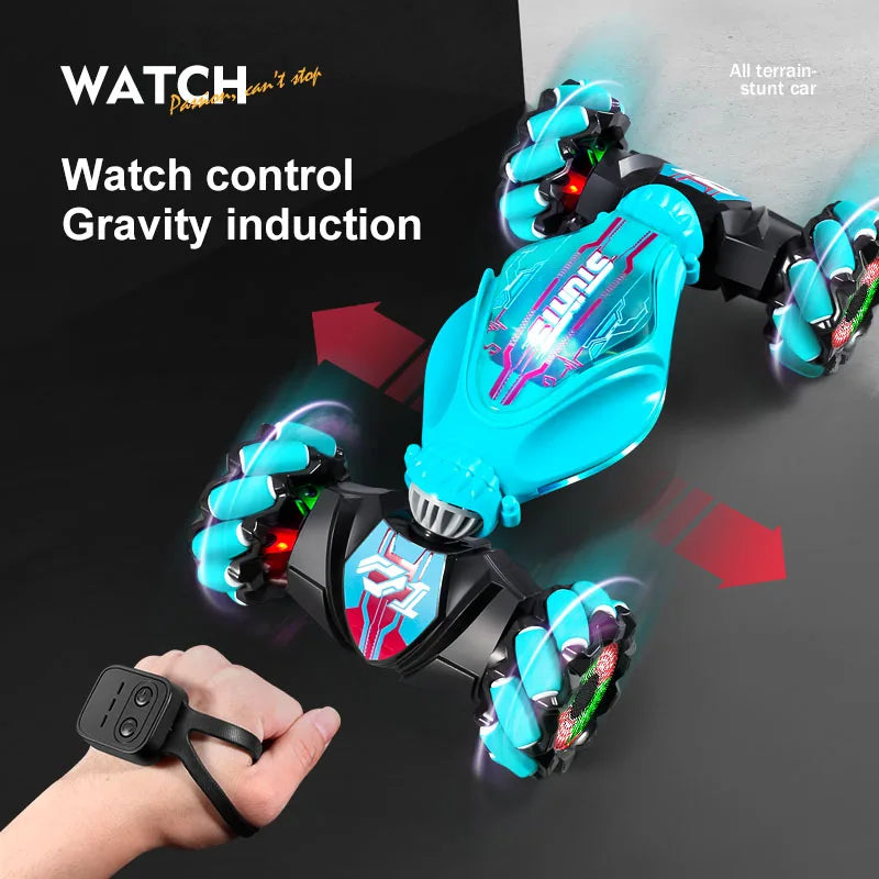 Gesture Control RC Stunt Car - Transforming Robot Toy with Lights