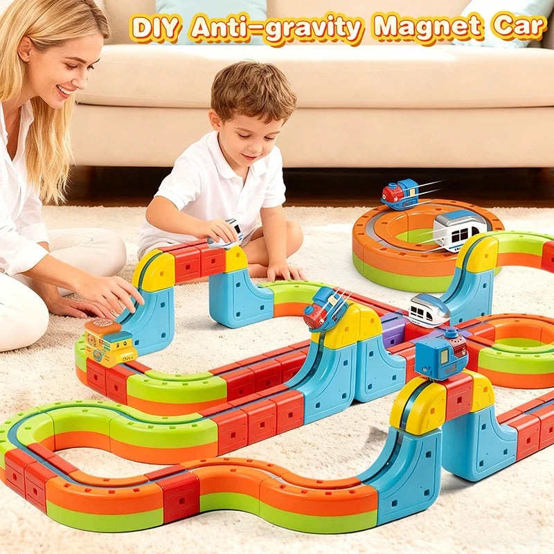 Magnetic Railway Track Building Set – STEM Construction Toy for Kids