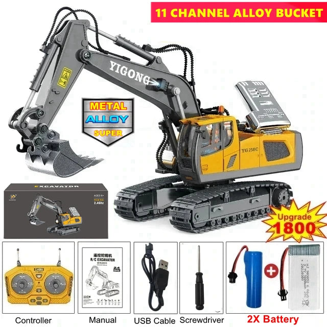 RC Excavator Construction Truck - 4WD Remote Control Bulldozer