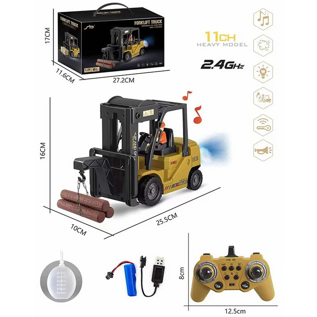 Remote Control Forklift Truck for Kids - 2.4G RC Construction Toy