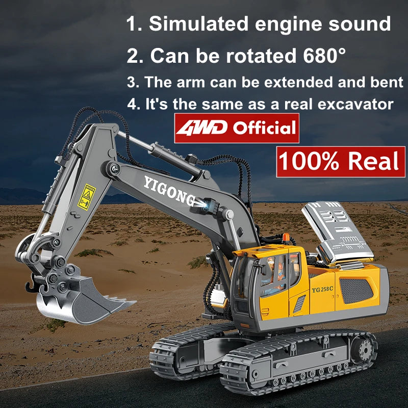 RC Excavator Construction Truck - 4WD Remote Control Bulldozer
