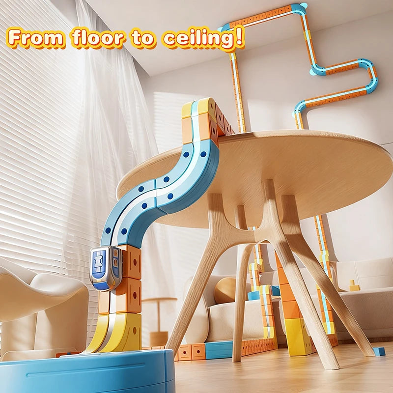 Magnetic Railway Track Building Set – STEM Construction Toy for Kids