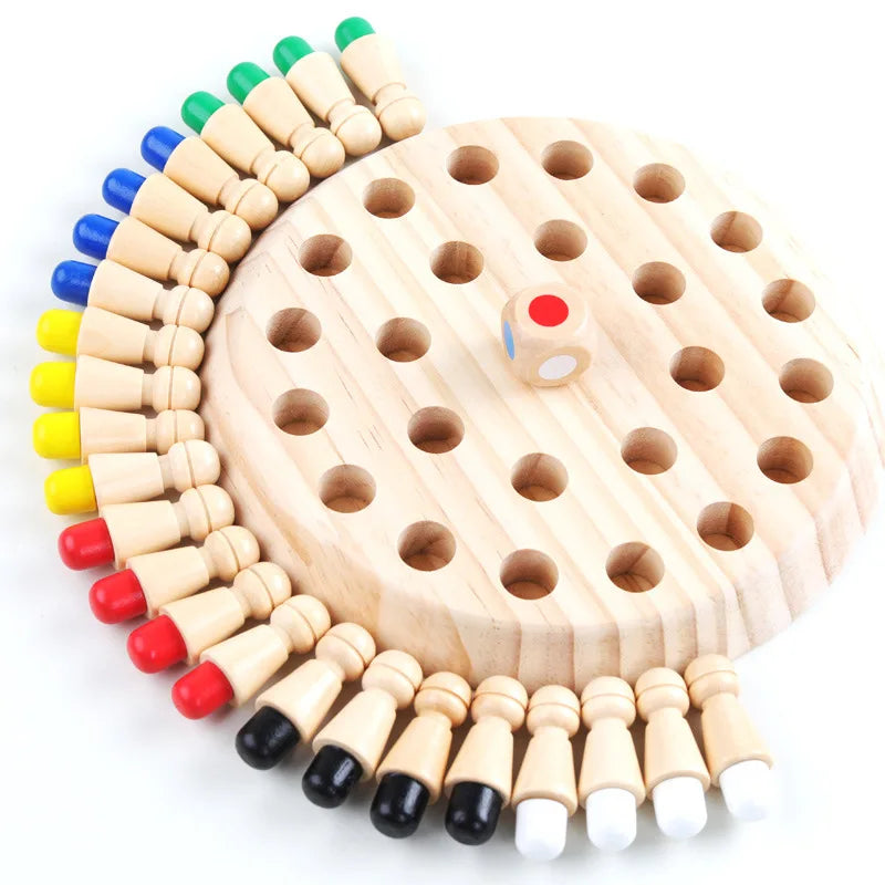 Wooden Memory Match Chess - Montessori Color Learning Game