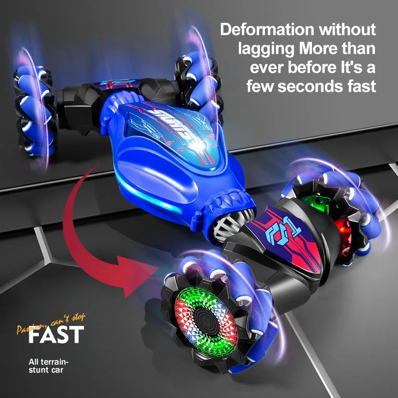 Gesture Control RC Stunt Car - Transforming Robot Toy with Lights